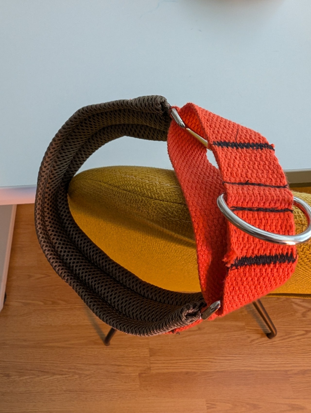 Orange/Braunes Halsband auf Stuhl
